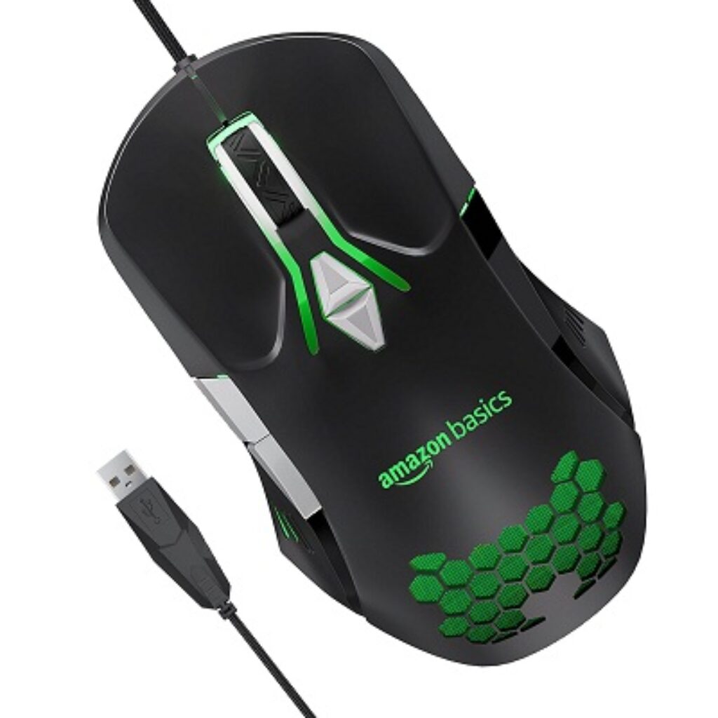 Amazon Basics Wired Gaming Mouse with Up to 6400 DPI,