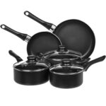 AmazonBasics 8-Piece Non-Stick Cookware Set, Black