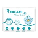 Origami 2 Ply Kitchen Tissue Paper Roll - 6 in 1 (60 Pulls Per Roll, 360 Sheets)