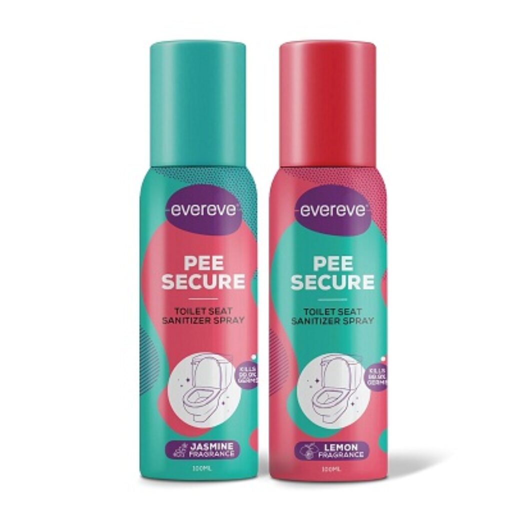 Evereve Pee Secure Toilet Seat Sanitizer Spray, Reduces the risk of UTI & Other infections in women