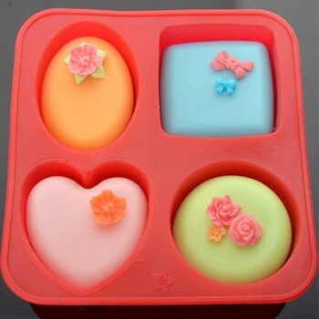 Clazkit Silicone Circle, Square, Oval and Heart Shape Soap Cake Making Mould