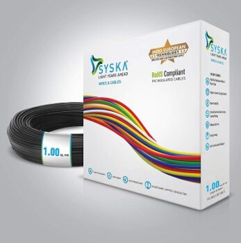 SYSKA WFBK511003 FR-1 sq mm Cables (Black, 90m Wire)