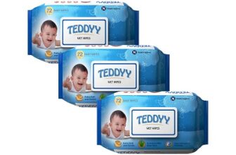 TEDDYY Baby Wet Wipes With Lid 72s Pack of 3