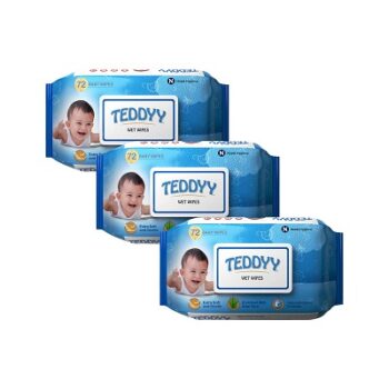 TEDDYY Baby Wet Wipes With Lid 72s Pack of 3
