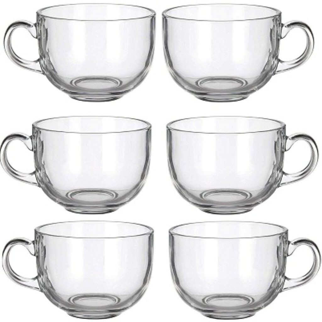 TENFIRE® Clear Glass Coffee Cup,Glassware Tea Cup - 6 Pieces