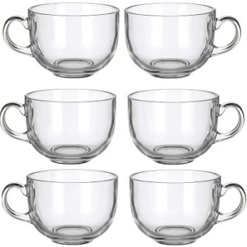 TENFIRE® Clear Glass Coffee Cup,Glassware Tea Cup - 6 Pieces