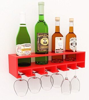 Home Sparkle Wood 4-Bottle Wine Rack (Red)