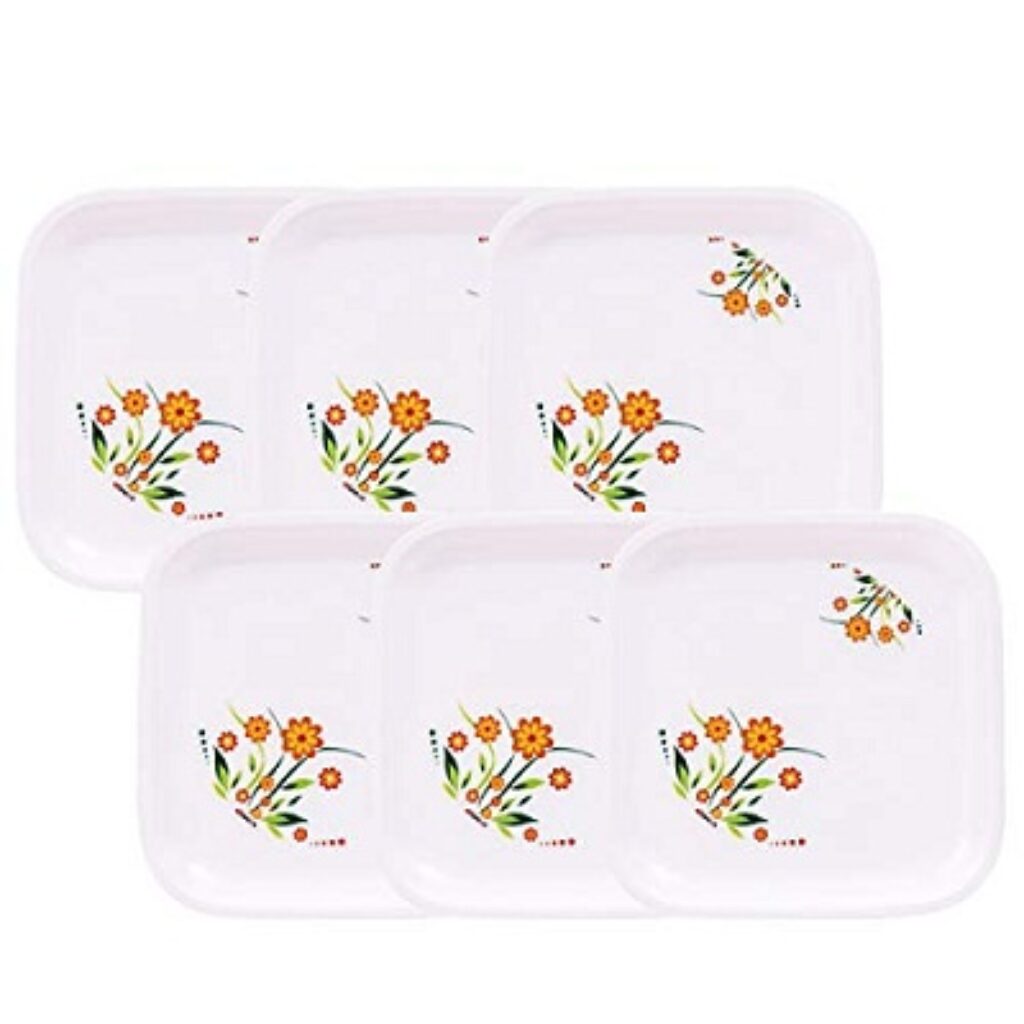 Wonder Microwave Safe Unbreakable Printed Square Full Plates,