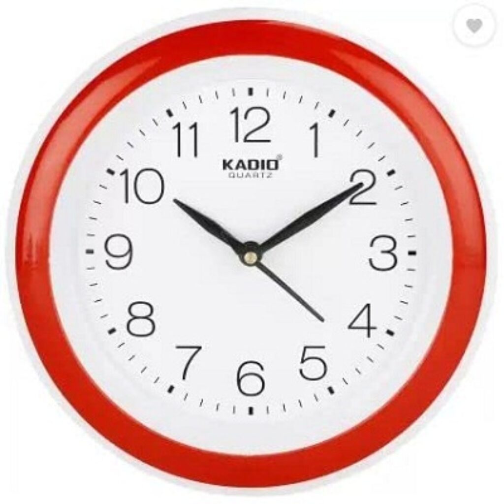 Kadio Analog 20 cm X 20 cm Wall Clock (Red, with Glass, Standard)