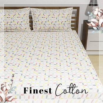 Amazon Brand – Umi 144 TC 100% Cotton Printed Double Bedsheet Set