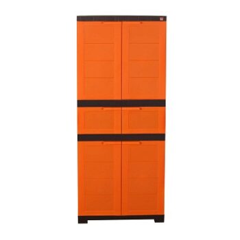 Cello Novelty Triplex Plastic Cupboard with 4 shelves(Orange and Brown)