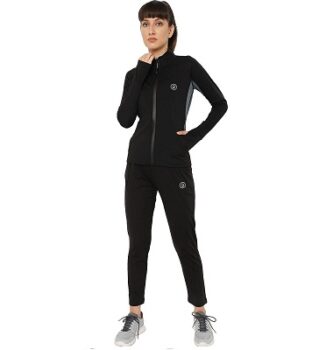 CHKOKKO Women Sports Zipper Running Winter Track Suit Set