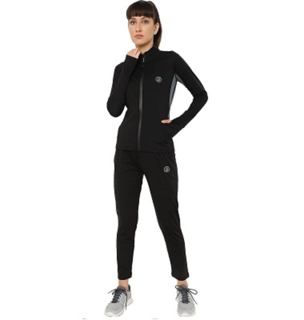 CHKOKKO Women Sports Zipper Running Winter Track Suit Set