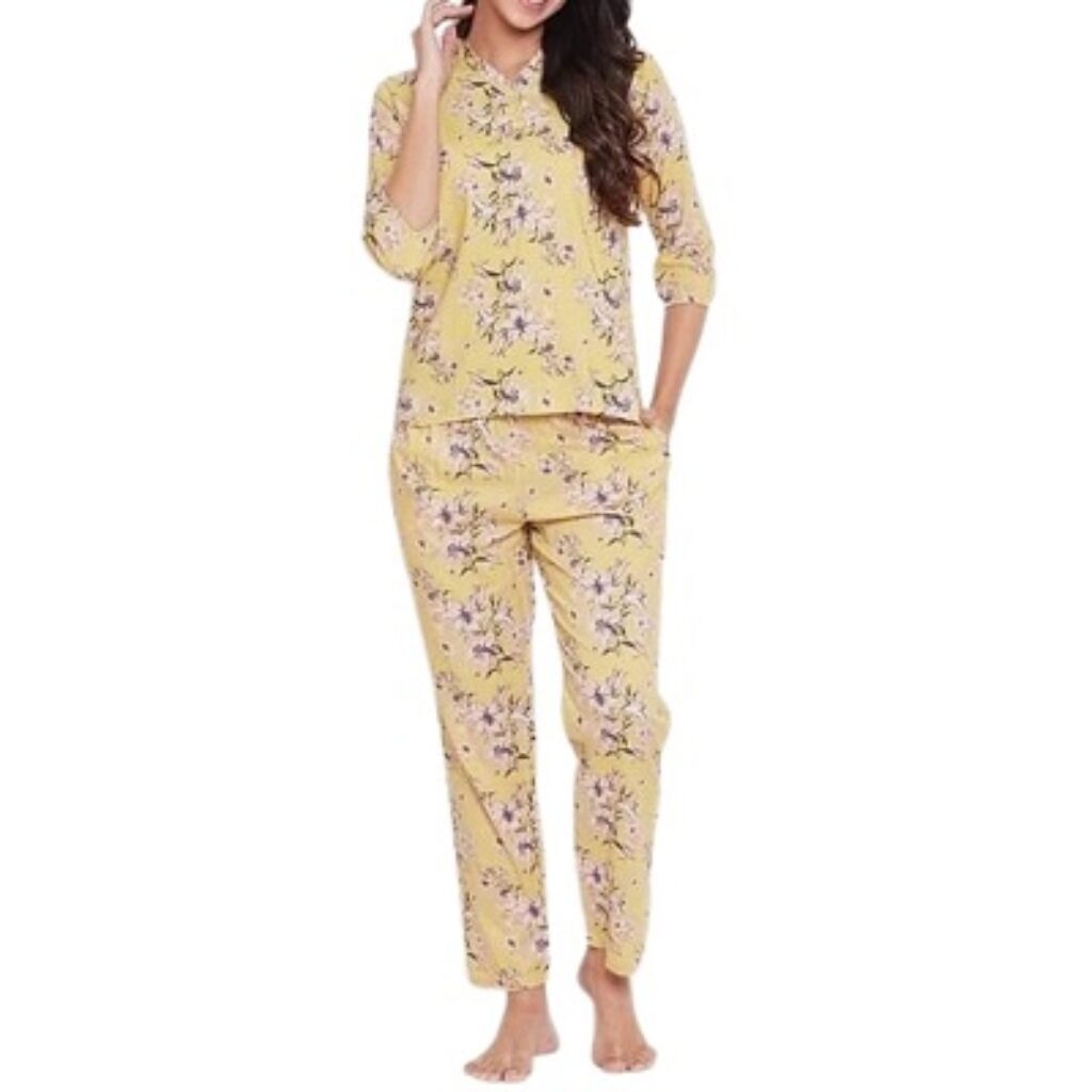 Giggles Cotton Floral Print Top & Pyjama For Ladies/Women/Girls