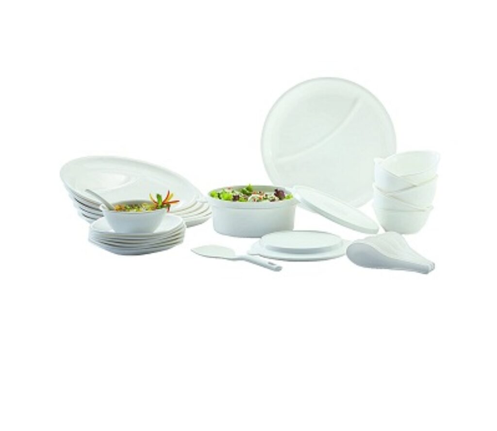 Signoraware Special Dinner Set, 28 Pieces, White, Plastic