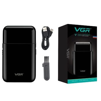 VGR V-390 Professional Electric Ultra Thin Shaver Rechargeable Razor for Face Care Beard Trimmer Reciprocating Blade with USB for Men's - Black