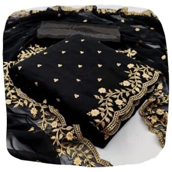 EthnicJunction Women's Georgette Embroidered Unstitched Salwar Suit Dress Material