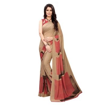 KANCHNAR Women's Georgette Printed Saree with Blouse