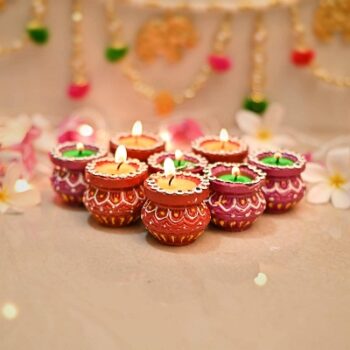 Collectible India Handmade Matki Candles Diwali Gift Set