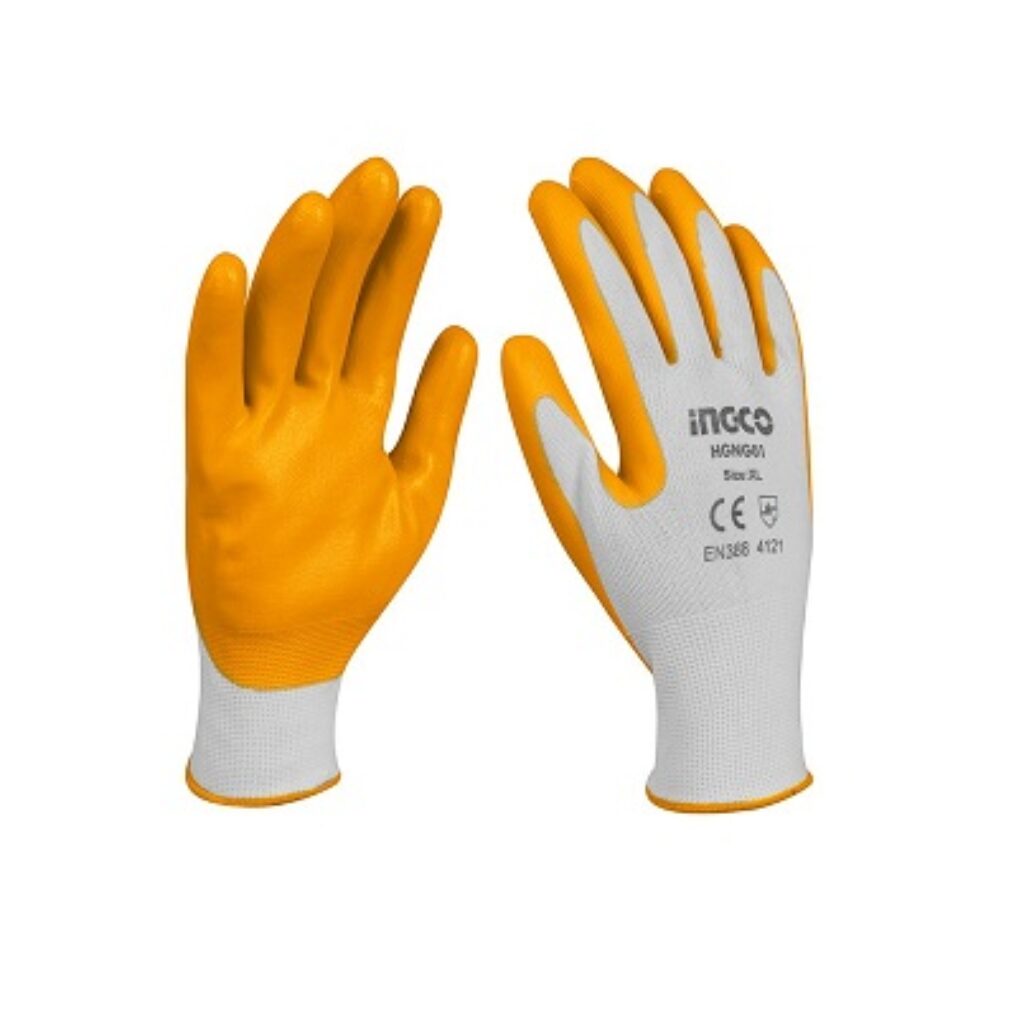 Ingco Heavy Duty Nitrile Anti-Skid Safety Work Gloves For Mechanic,