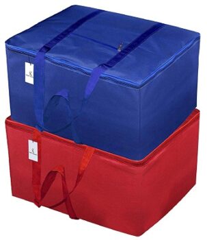 Kuber Industries Small Size Foldable Travel Duffle Bag, Underbed Storage Bag (Red & Royal Blue)-Pack of 2