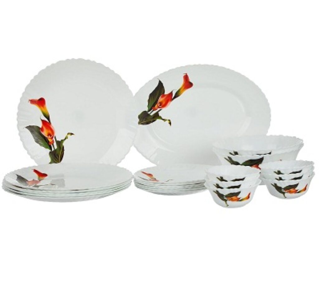 Larah by Borosil Fluted Stargazer Dinner Set 21 Pieces