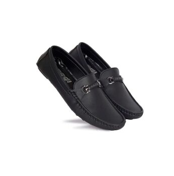 Aadi Mens Men's Black Synthetic Leather Outdoor Loafer Shoes Loafer