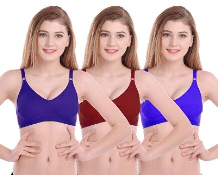 Women Cotton T-Shirt Non Padded Non-Wired Bra (Pack of 2)