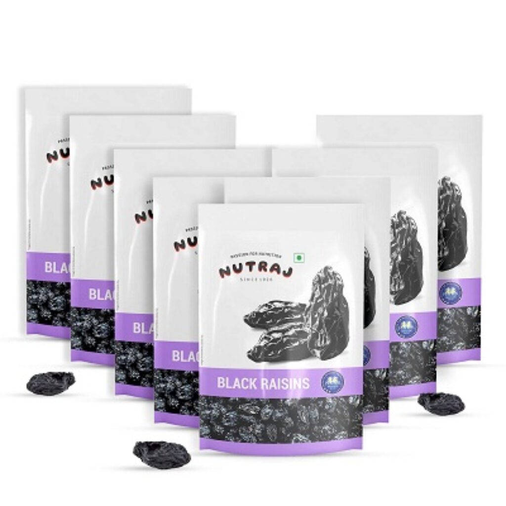 Nutraj Raisin (Kishmish) (Black Raisin, Pack of 8 (200gx8))