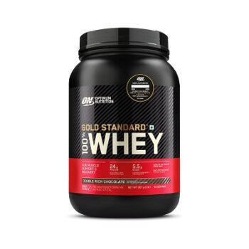 Optimum Nutrition (ON) Gold Standard 100% Whey (2 lbs/907 g) (Double Rich Chocolate) Protein Powder for Muscle Support & Recovery