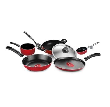 Pigeon by Stoverkraft Non-Stick Cookware Set of 7 Pc w/o Induction Base Includes Nonstick Tawa 23cm