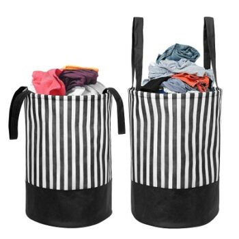PrettyKrafts Laundry Bag/Basket for Dirty Clothes (Pack of 2, Black)