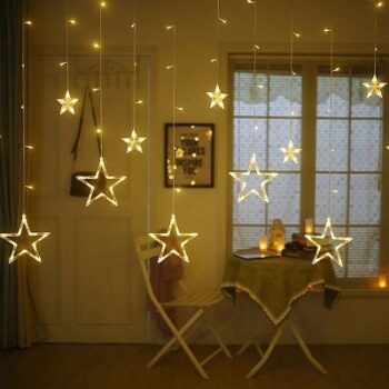 Quace 12 Stars Curtain String Lights, Window Curtain Lights