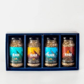 Rage Coffee Gift Box of 4 Flavours - Hazelnut, Chocolate, Caramel, Butterscotch (Granule, 50 GMS Each)