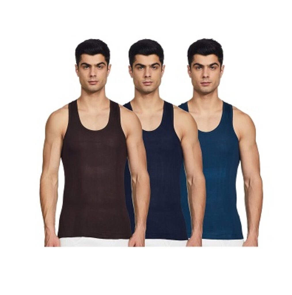 Rupa Jon Men's Cotton Vest (Pack of 3) (Colors May Vary) (Medium)