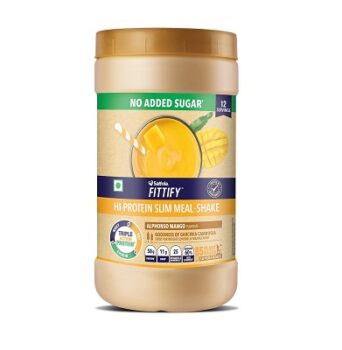 Saffola FITTIFY Hi-Protein Slim Meal Replacement Shake, Alphonso Mango, 420 gm