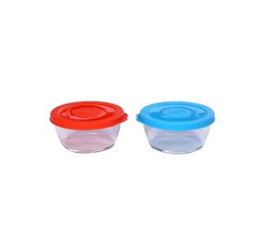 Signoraware Crystal Round Small Container Set with Seal, 280ml, Set of 2, Multicolour