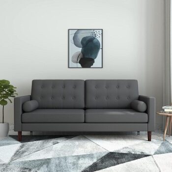 Amazon Brand - Solimo Fyford 3 Seater Sofa (Fabric, Steel Grey)