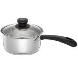 Amazon Brand - Solimo Stainless Steel Saucepan with Glass Lid