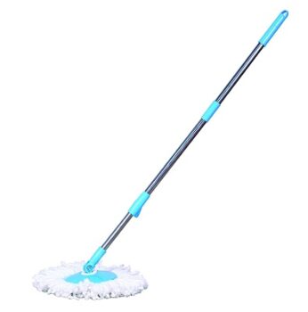 Esquire 360° Bucket Spin Mop Stick (Blue) with Microfiber Refill