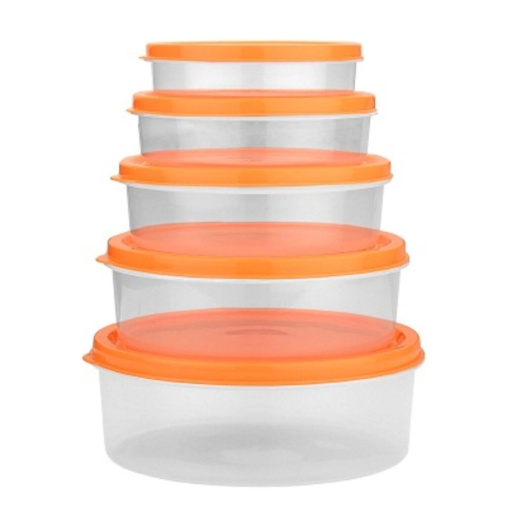 ASIAN Plastic Storage Containers - 3.5L, Set Of 5, Orange