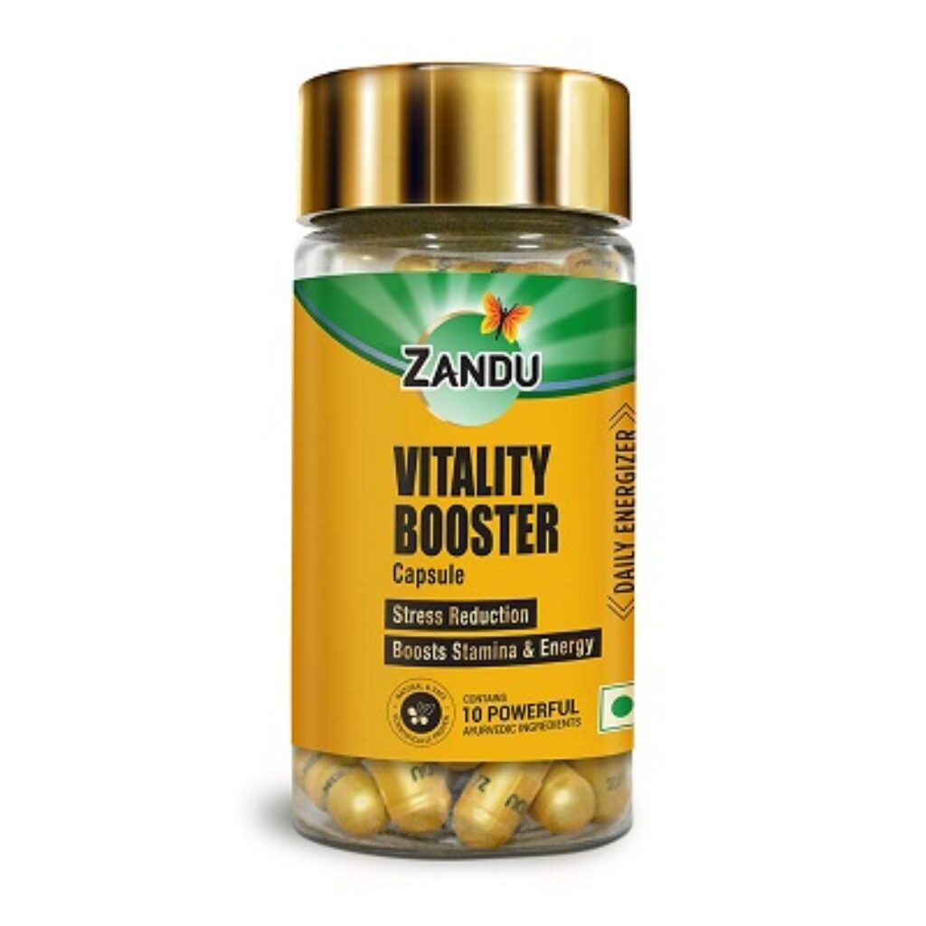 Zandu Vitality Booster Capsule, With Goodness of Ashwagandha, Safed Musli, Gokshur