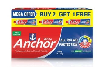 Anchor All Round Protection White Toothpaste 450gm (150g x 3)