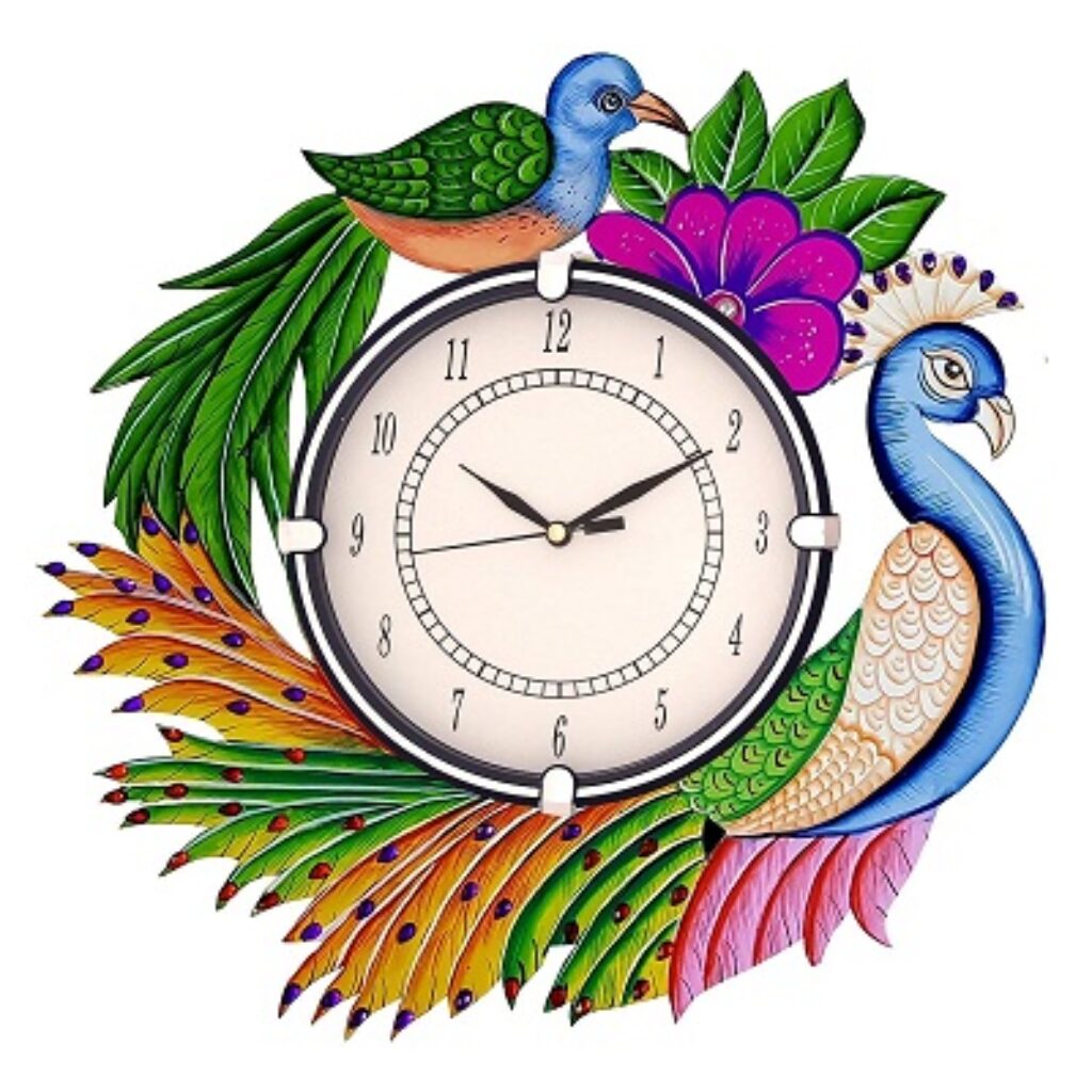 CAPIO ART Wooden Peacock Designer Handmade Wall Clock