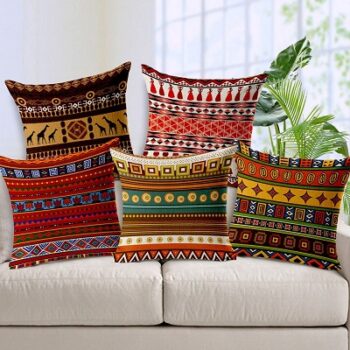 AEROHAVEN™ Set of 5 Decorative Hand Made Jute Throw/Pillow Cushion Covers - (16 X 16 INCHES)