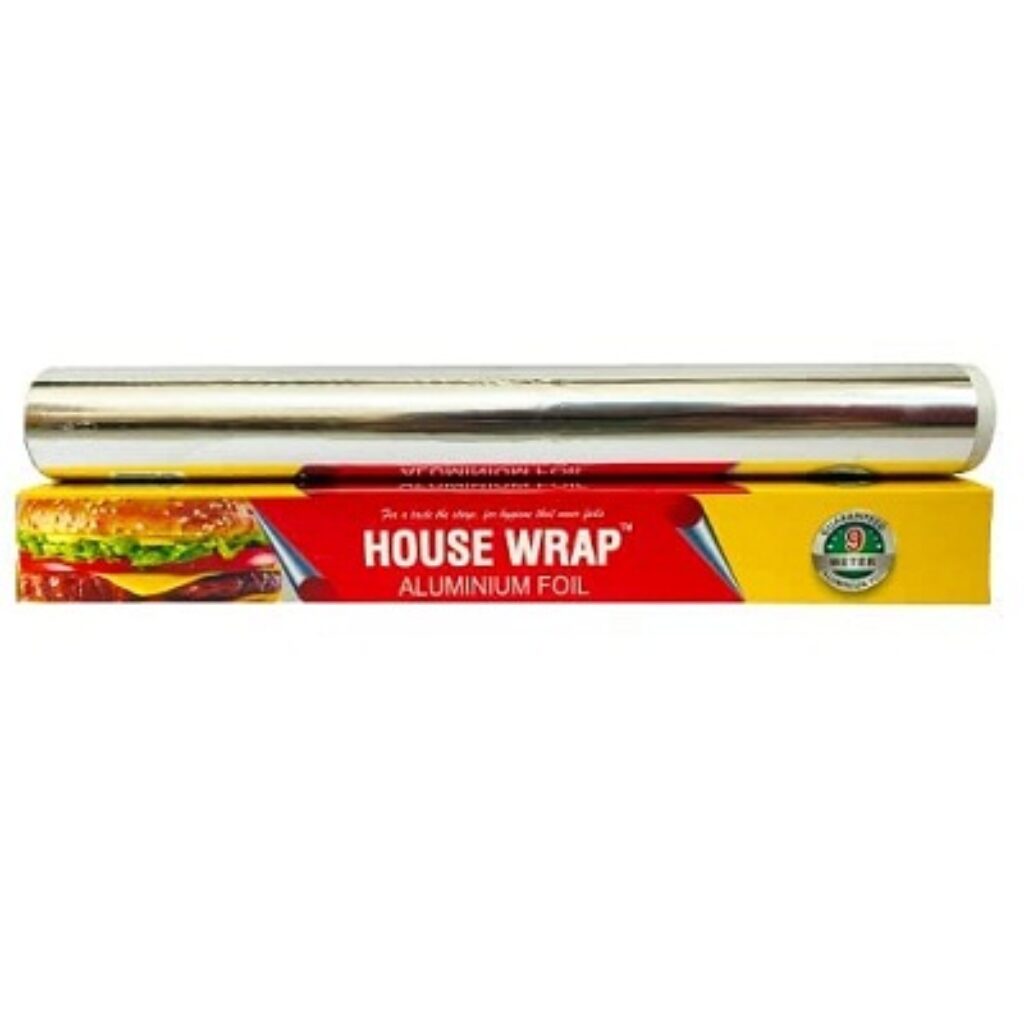 House Wrap Aluminium Foil for Food Packing, Cooking, Baking - Aluminium Foil 9 Meter Net Guaranteed 11 Microns in Thickness for Keeping Food Warm (Pack of 1)