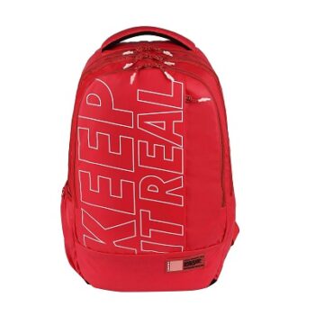 Gear Keep It Real 40L Water Resistant School Bag/Casual Backpack/Daypack/Travel Backpack/Kids Bag/College Bag for Boys/Girls/Men/Women (Red-White)