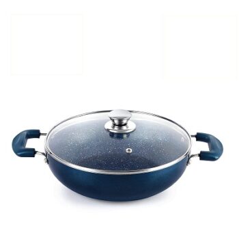 Cello Oxford Non Stick Induction Compatible Kadai with Glass lid