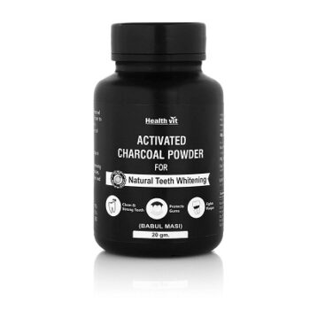 Healthvit Activated Charcoal Powder for Teeth Whitening - 20gm