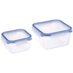 Amazon Brand - Solimo Square Glass Storage Container Set, Set of 2, Transparent -450ml & 900ml